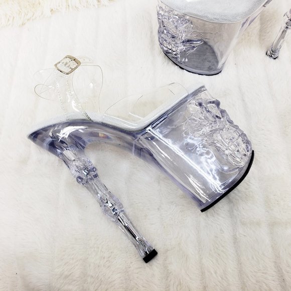 Rapture Clear Skull & Bones Platform 8" Heels Vortex - Picture 9 of 15
